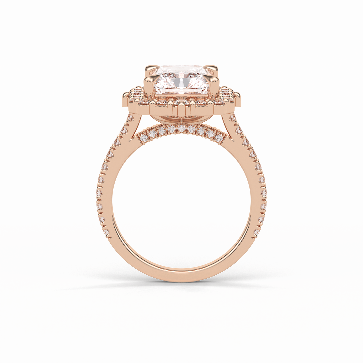 Radiant Halo & Pave Lab Grown Diamond Engagement Ring