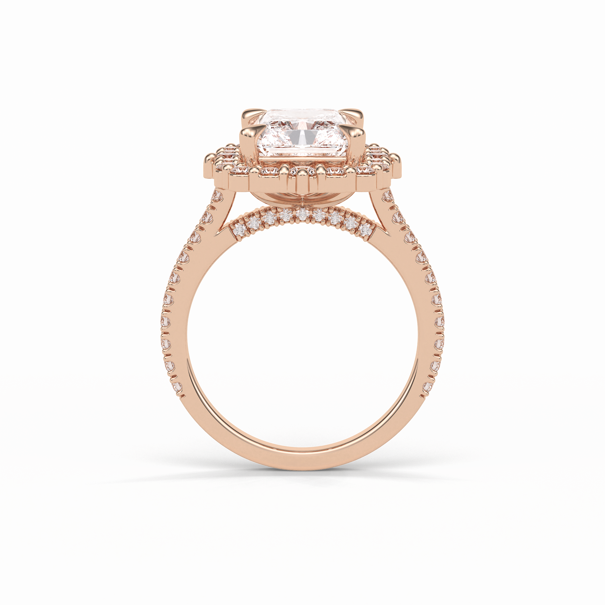 Radiant Halo & Pave Lab Grown Diamond Engagement Ring