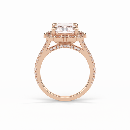 Radiant Halo & Pave Lab Grown Diamond Engagement Ring