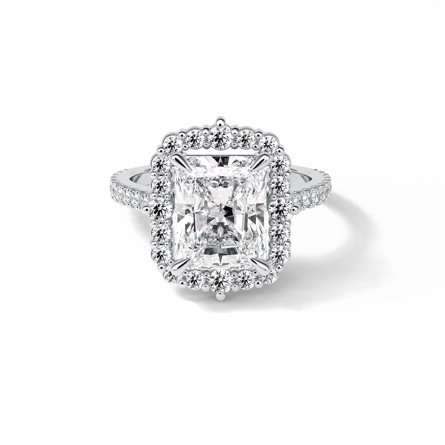 Radiant Halo & Pave Lab Grown Diamond Engagement Ring
