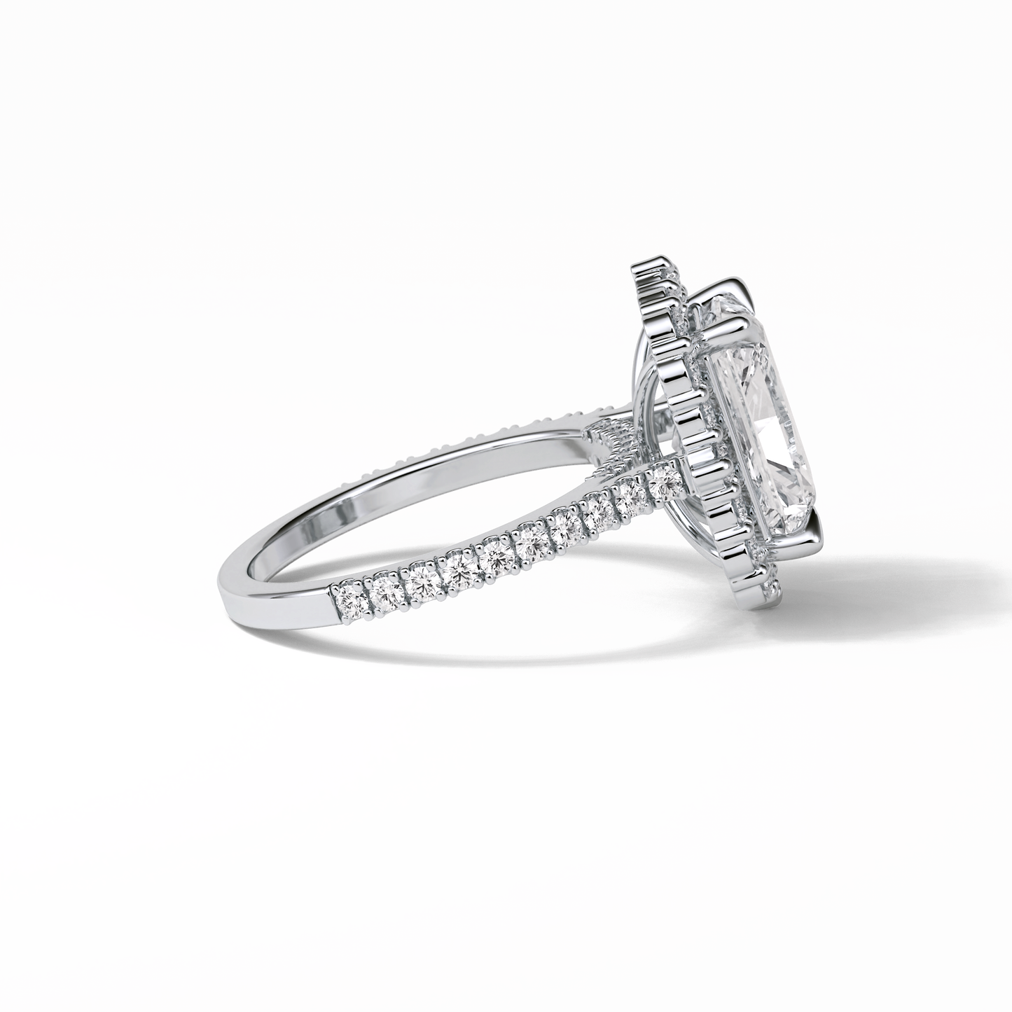 Radiant Halo & Pave Lab Grown Diamond Engagement Ring