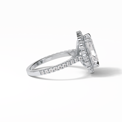 Radiant Halo & Pave Lab Grown Diamond Engagement Ring