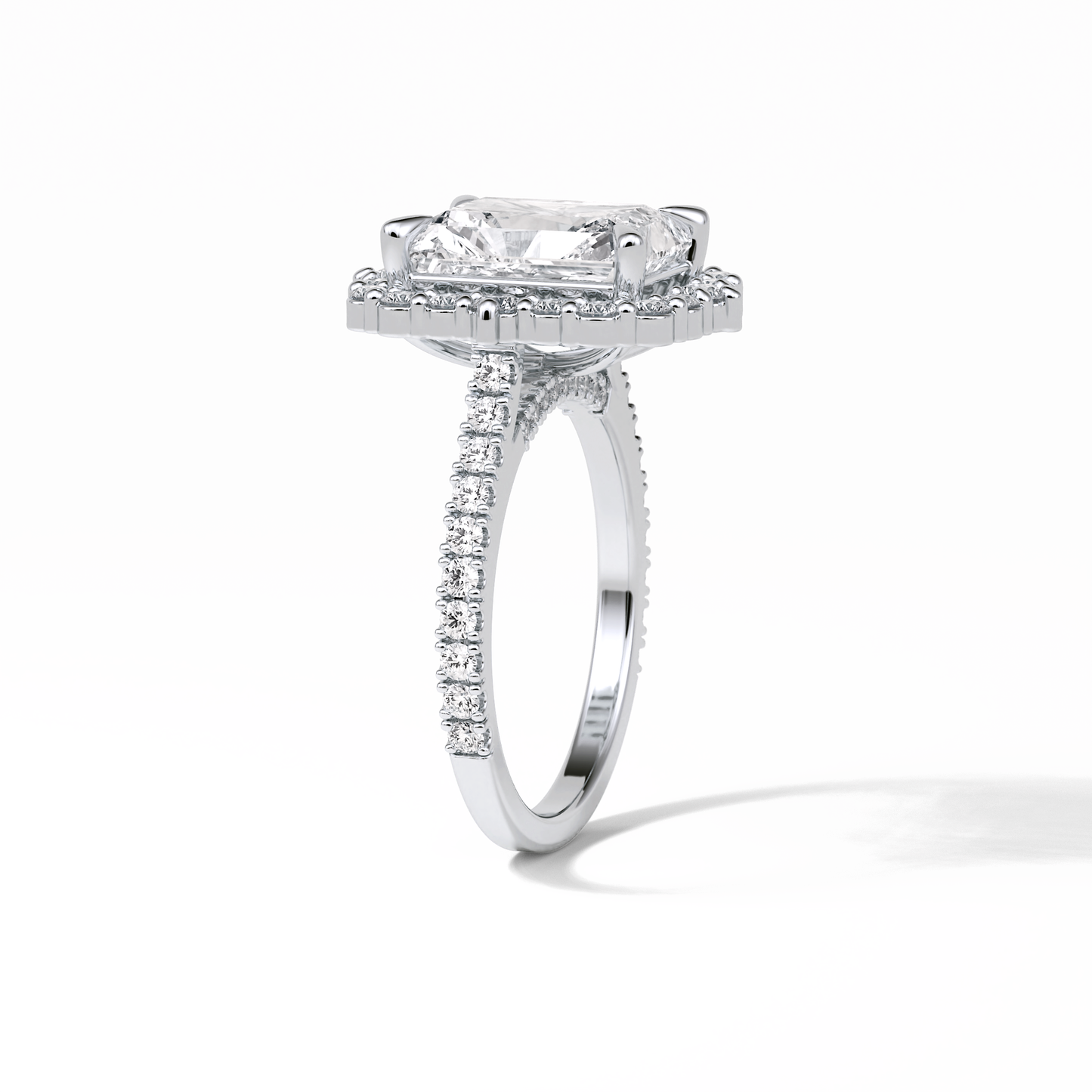 Radiant Halo & Pave Lab Grown Diamond Engagement Ring