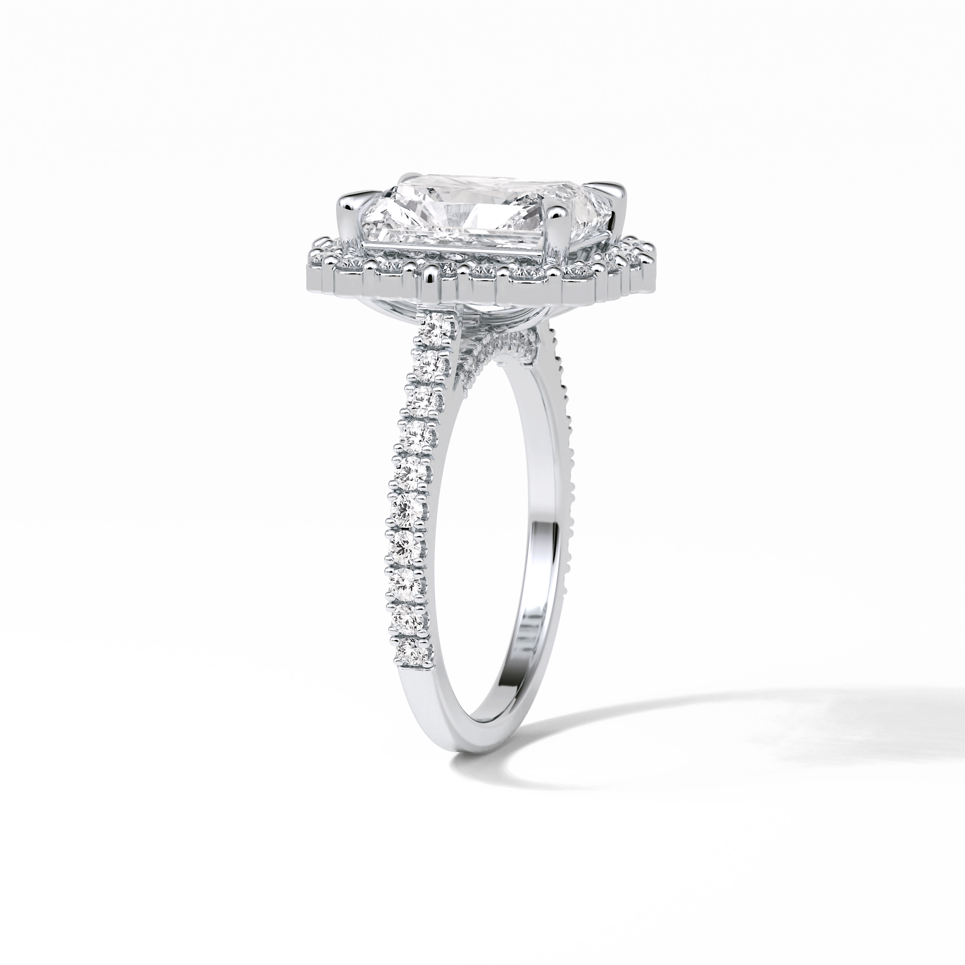 Radiant Halo & Pave Lab Grown Diamond Engagement Ring