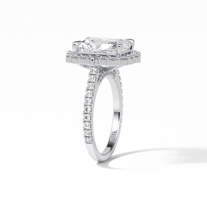Radiant Halo & Pave Lab Grown Diamond Engagement Ring