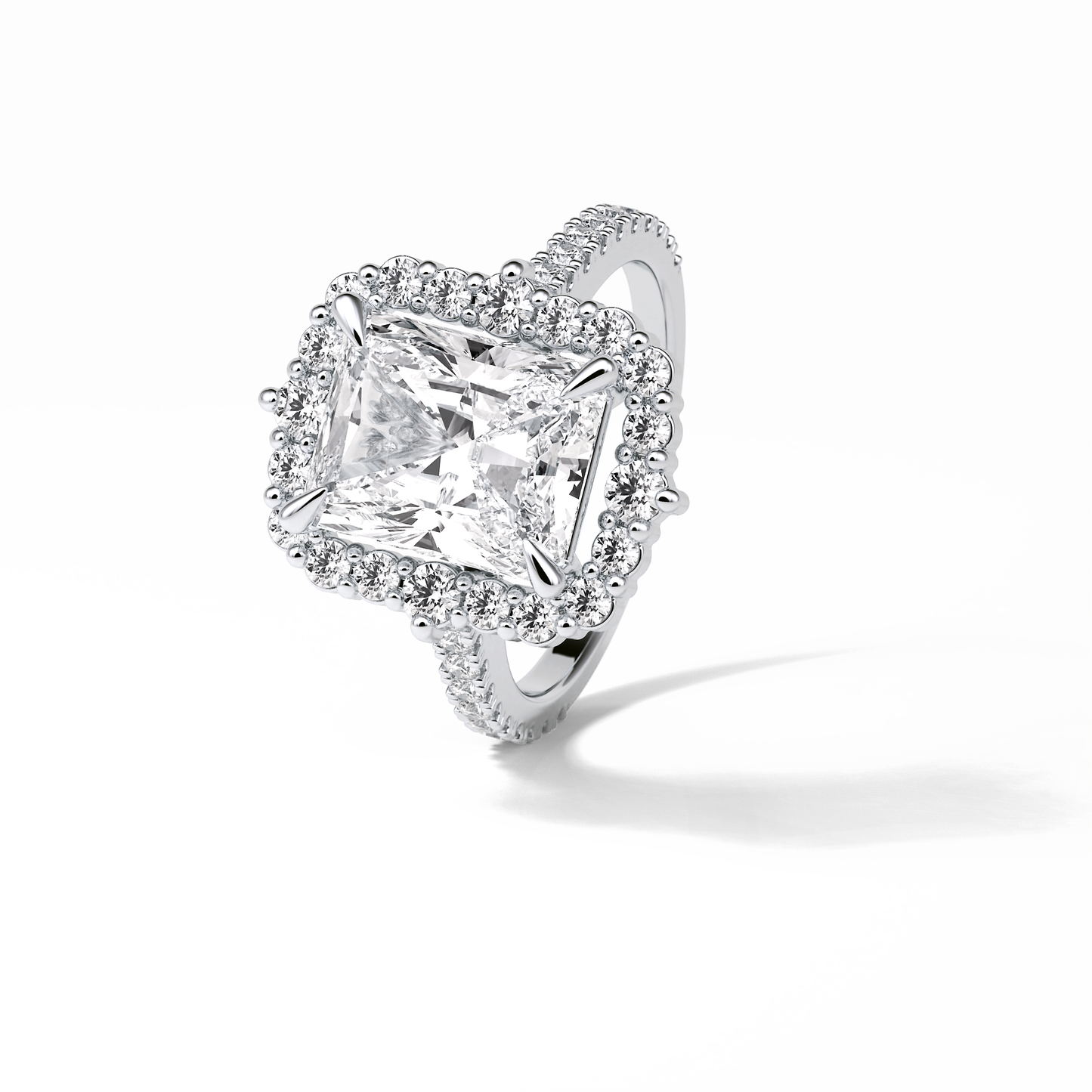 Radiant Halo & Pave Lab Grown Diamond Engagement Ring