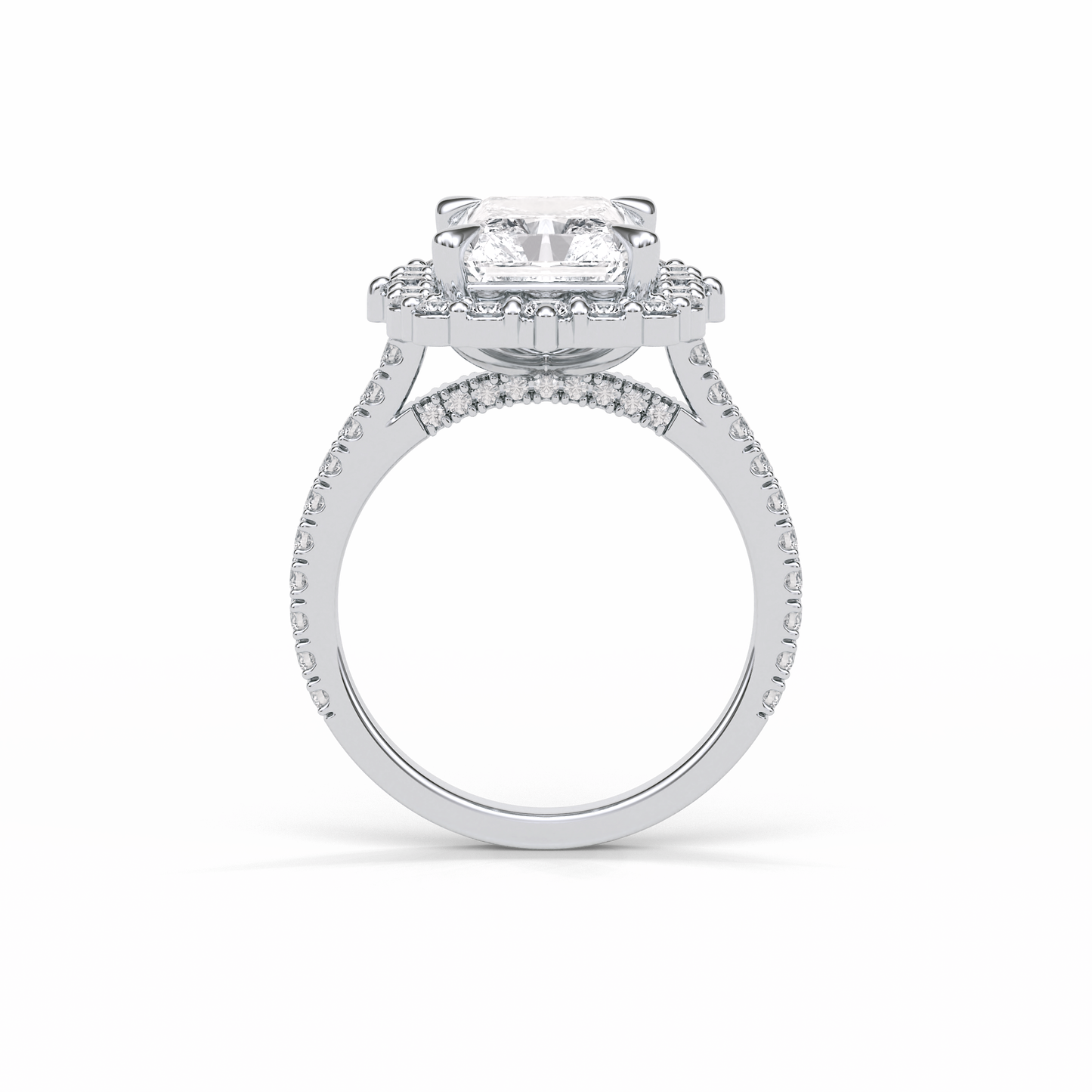 Radiant Halo & Pave Lab Grown Diamond Engagement Ring