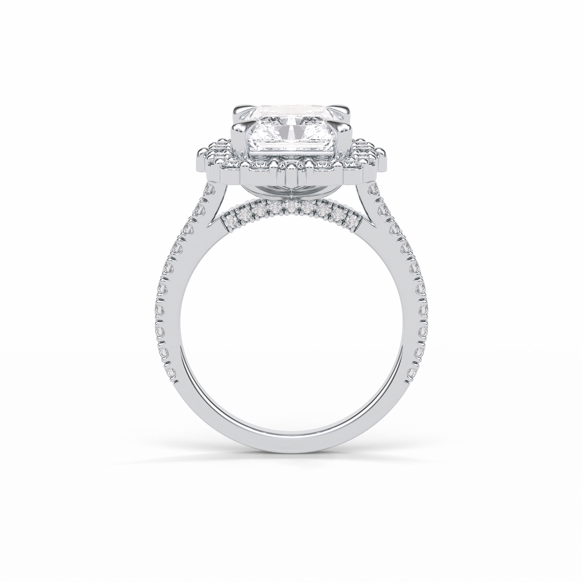 Radiant Halo & Pave Lab Grown Diamond Engagement Ring