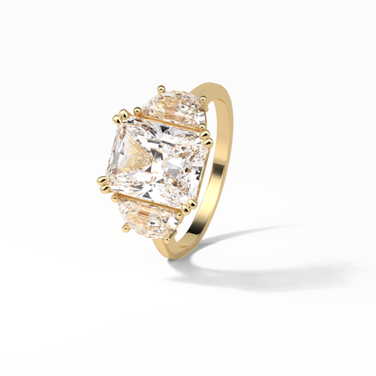 Radiant Three Stone Lab Grown Diamond Engagement Ring