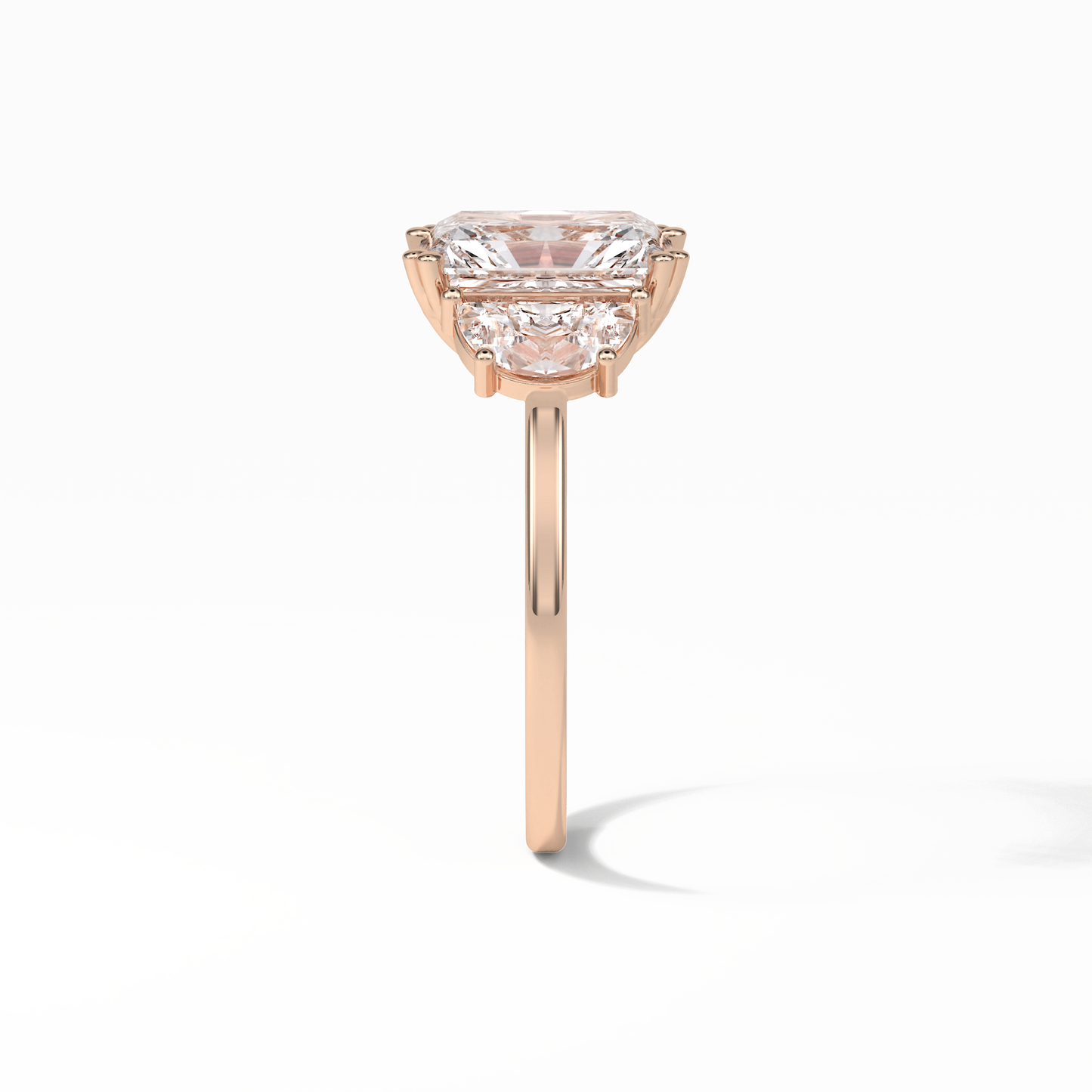 Radiant Three Stone Lab Grown Diamond Engagement Ring