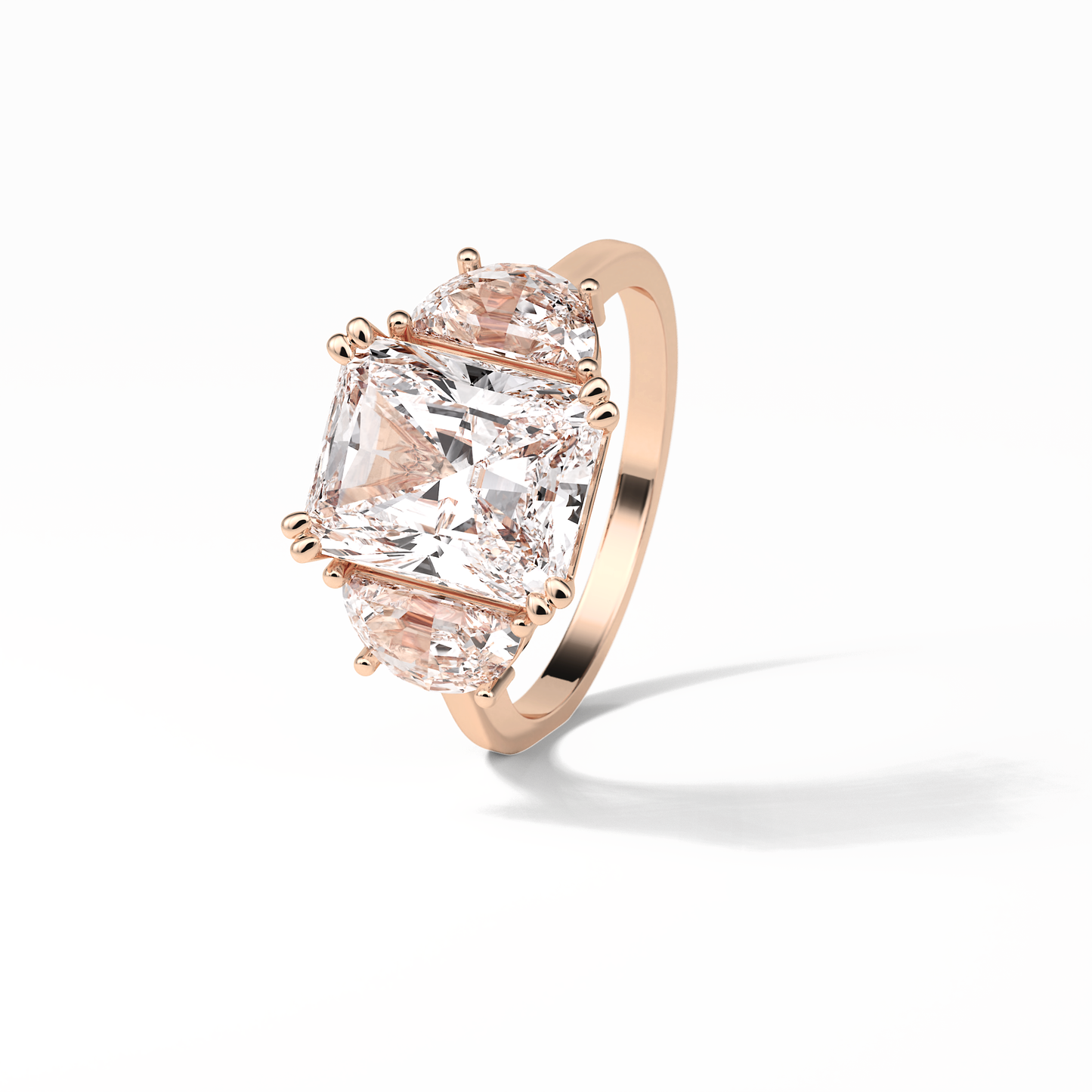 Radiant Three Stone Lab Grown Diamond Engagement Ring