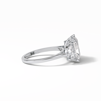 Radiant Three Stone Lab Grown Diamond Engagement Ring