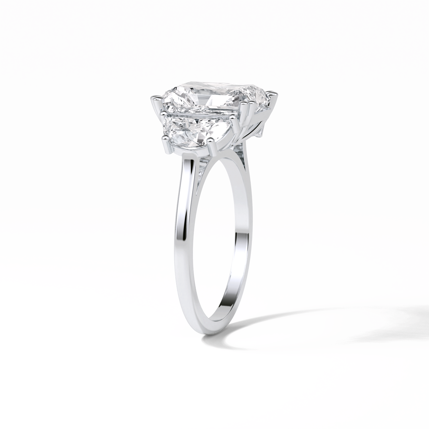 Radiant Three Stone Lab Grown Diamond Engagement Ring
