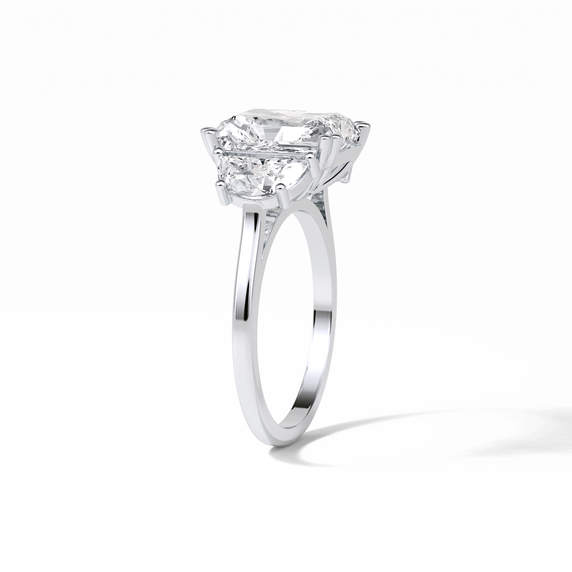 Radiant Three Stone Lab Grown Diamond Engagement Ring