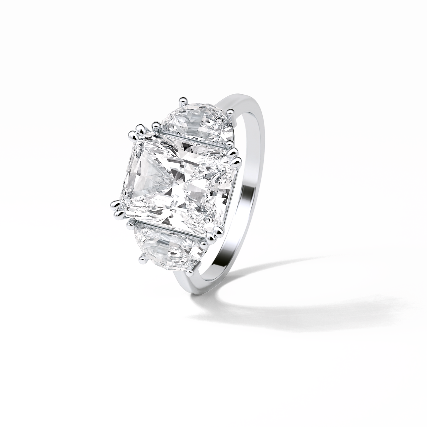 Radiant Three Stone Lab Grown Diamond Engagement Ring