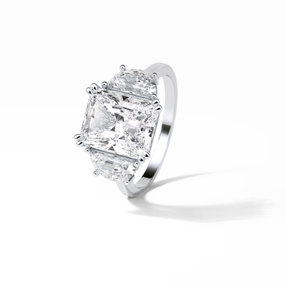 Radiant Three Stone Lab Grown Diamond Engagement Ring