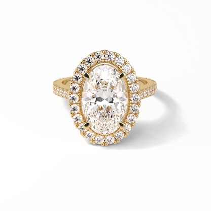 Oval Halo & Pave Lab Grown Diamond Engagement Ring