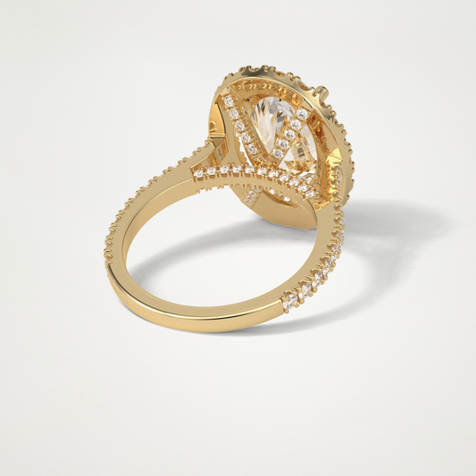 Oval Halo & Pave Lab Grown Diamond Engagement Ring