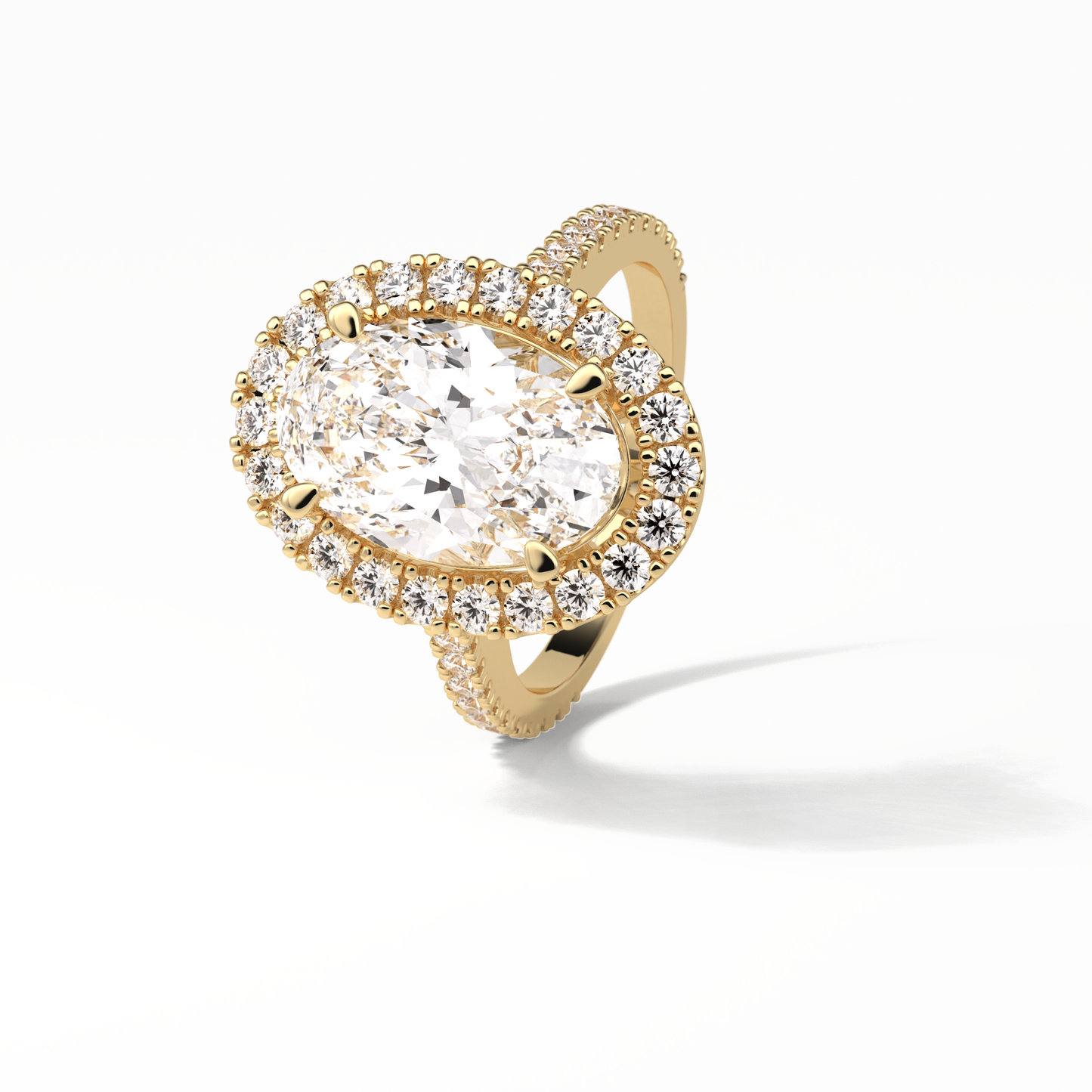 Oval Halo & Pave Lab Grown Diamond Engagement Ring