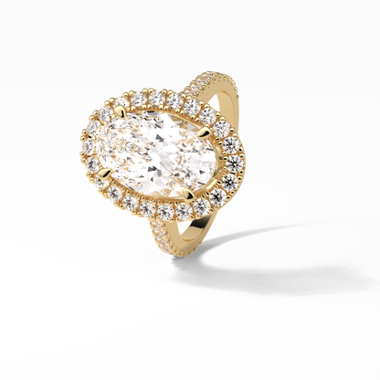 Oval Halo & Pave Lab Grown Diamond Engagement Ring