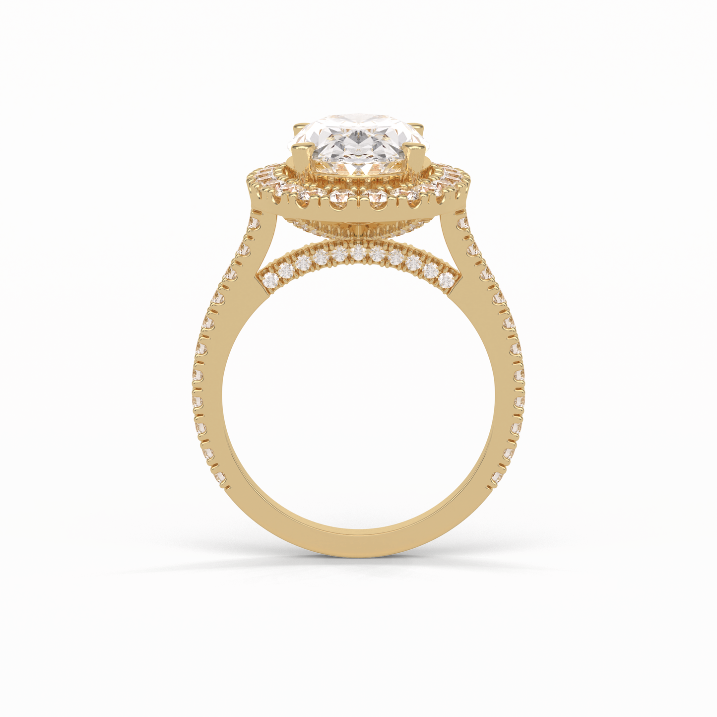 Oval Halo & Pave Lab Grown Diamond Engagement Ring