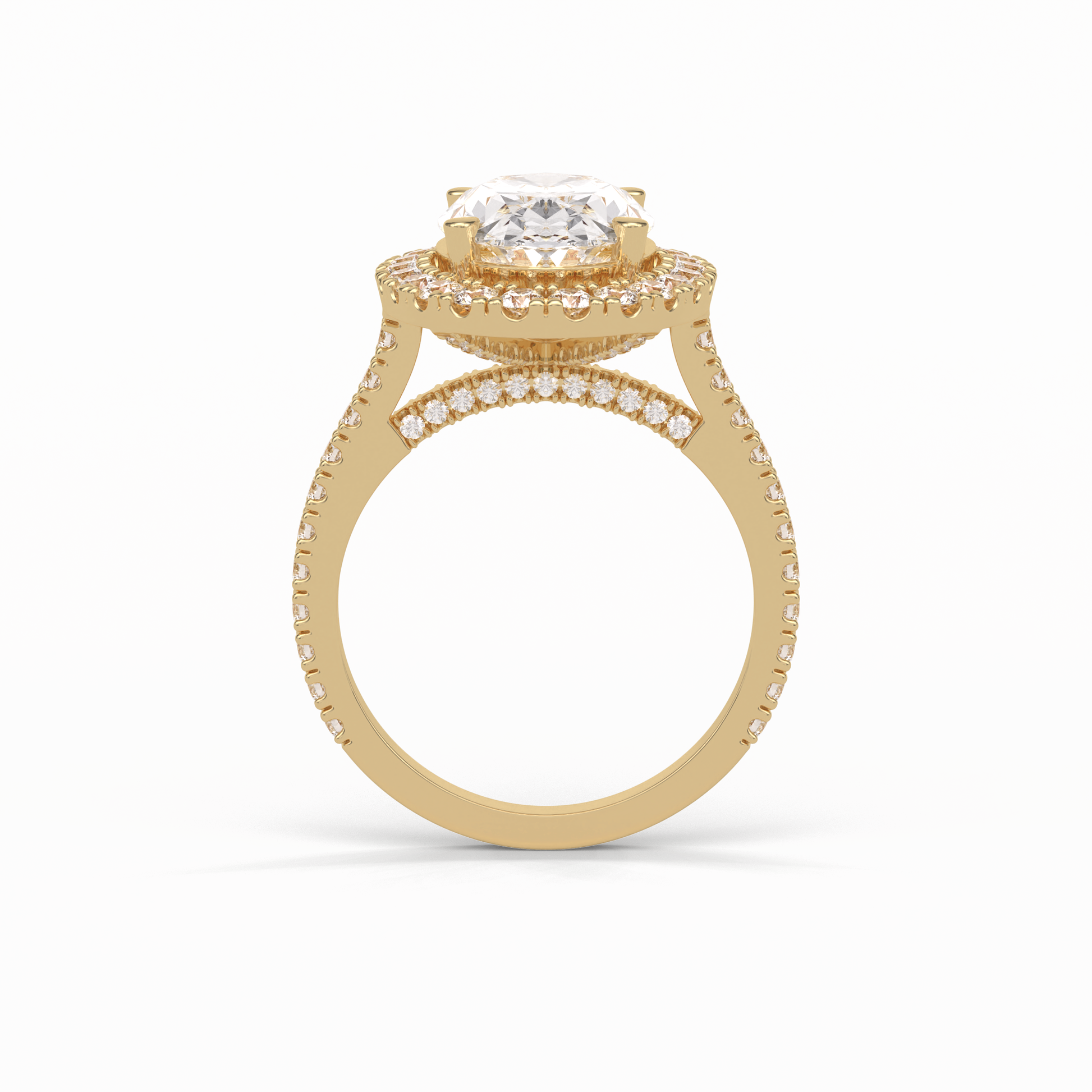 Oval Halo & Pave Lab Grown Diamond Engagement Ring