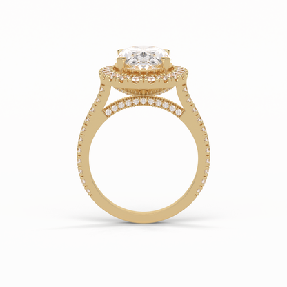 Oval Halo & Pave Lab Grown Diamond Engagement Ring