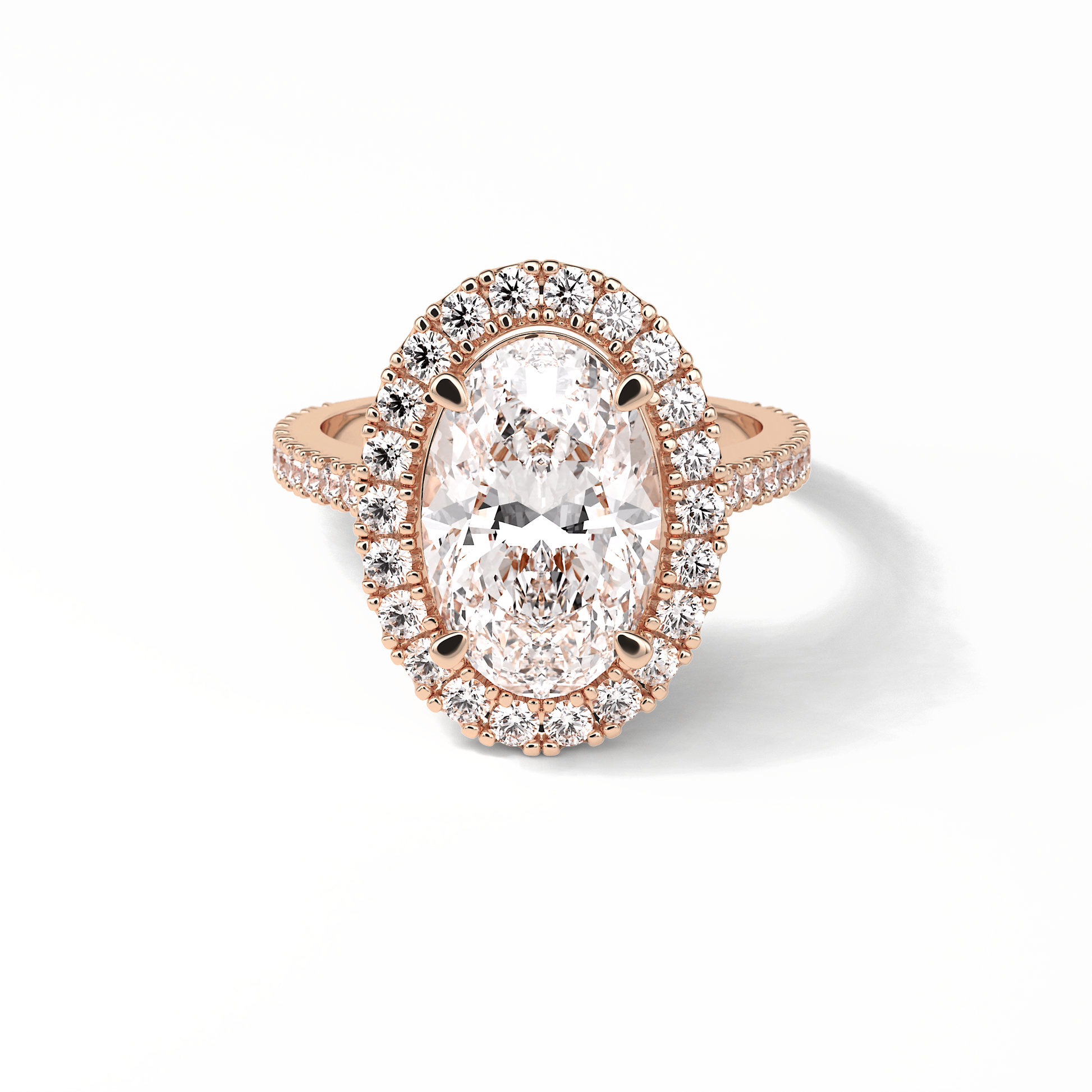 Oval Halo & Pave Lab Grown Diamond Engagement Ring