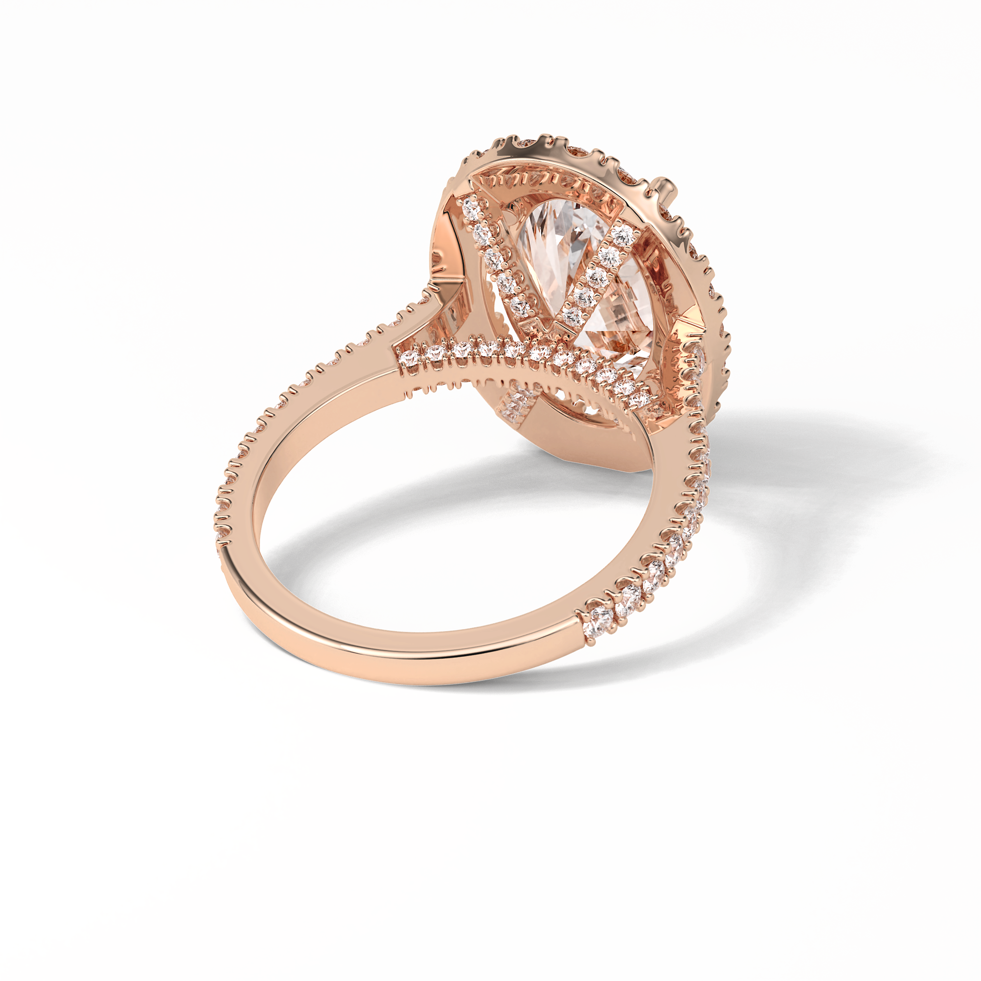 Oval Halo & Pave Lab Grown Diamond Engagement Ring