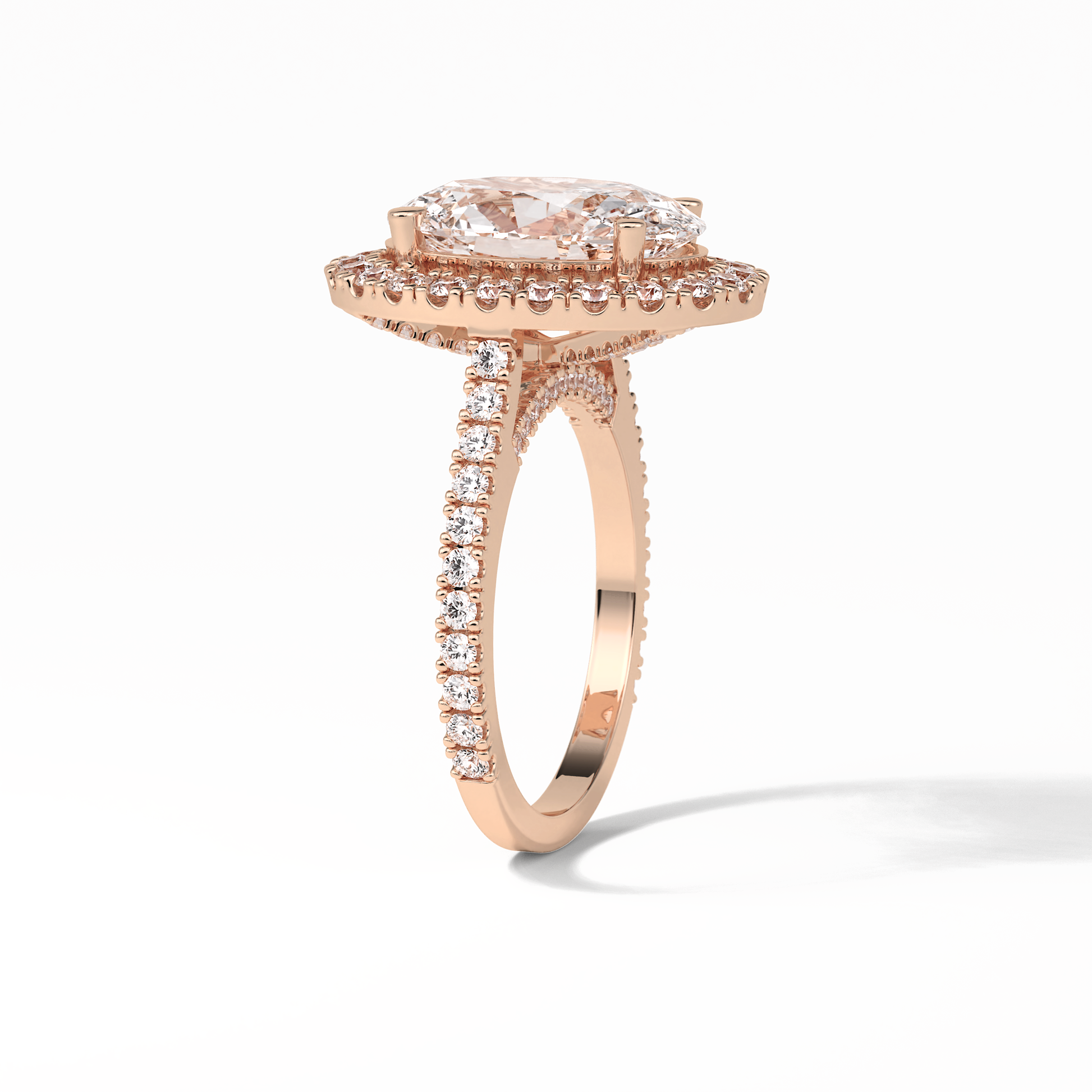 Oval Halo & Pave Lab Grown Diamond Engagement Ring