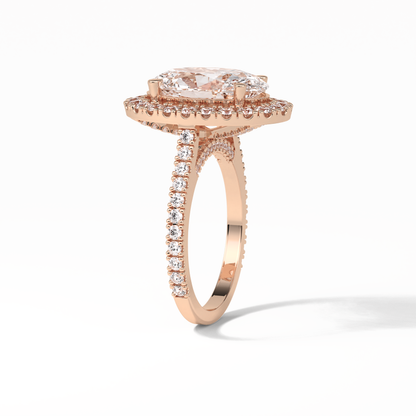 Oval Halo & Pave Lab Grown Diamond Engagement Ring
