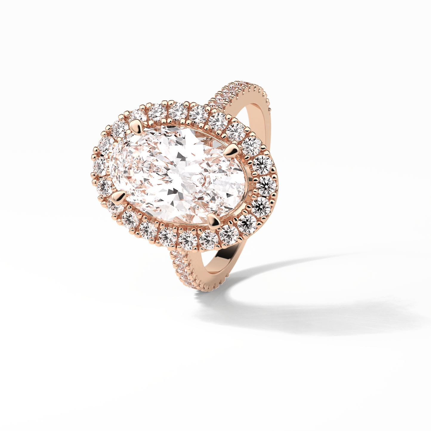Oval Halo & Pave Lab Grown Diamond Engagement Ring
