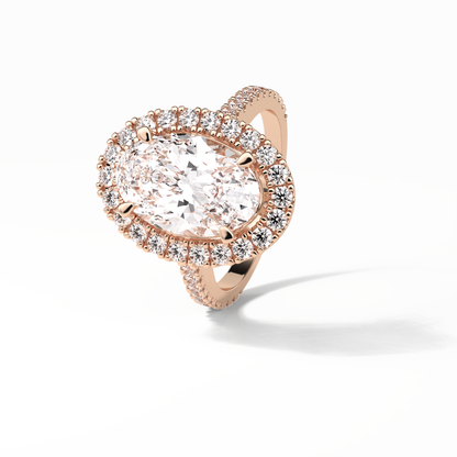 Oval Halo & Pave Lab Grown Diamond Engagement Ring