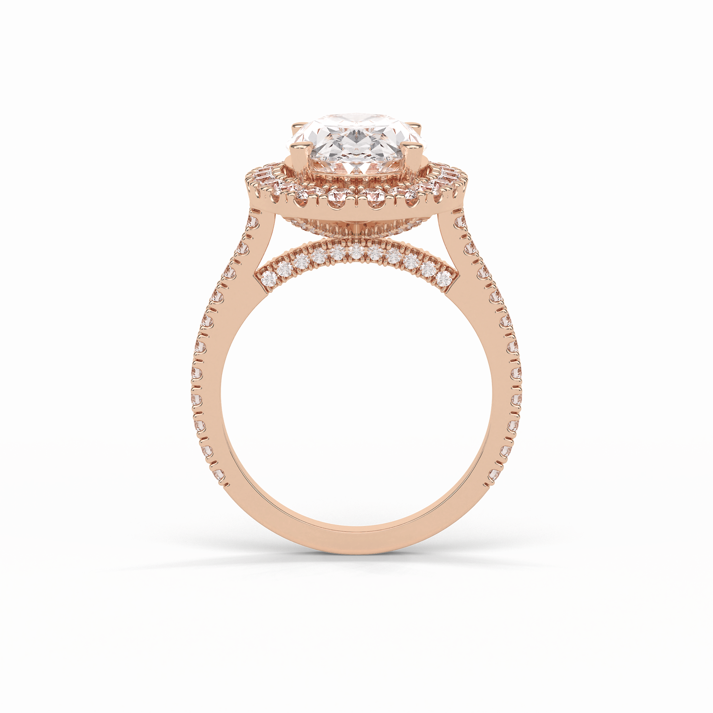 Oval Halo & Pave Lab Grown Diamond Engagement Ring