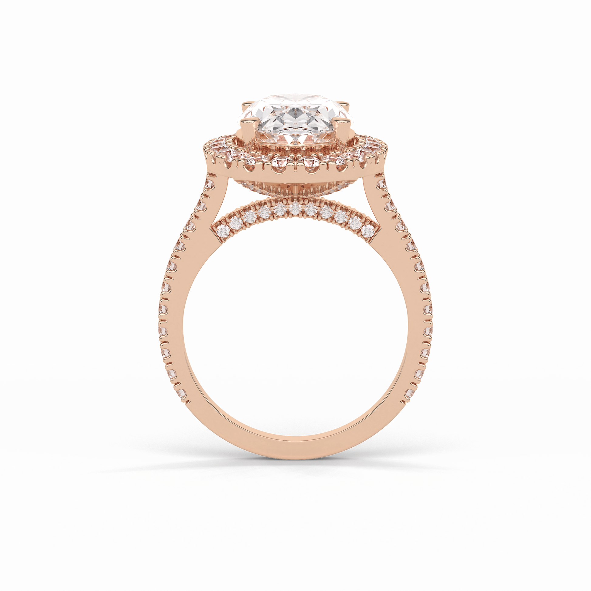 Oval Halo & Pave Lab Grown Diamond Engagement Ring