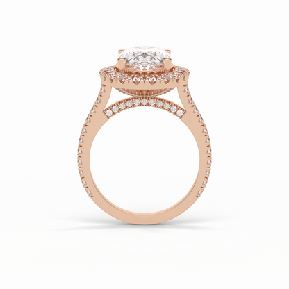 Oval Halo & Pave Lab Grown Diamond Engagement Ring