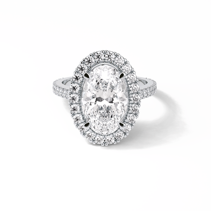 Oval Halo & Pave Lab Grown Diamond Engagement Ring