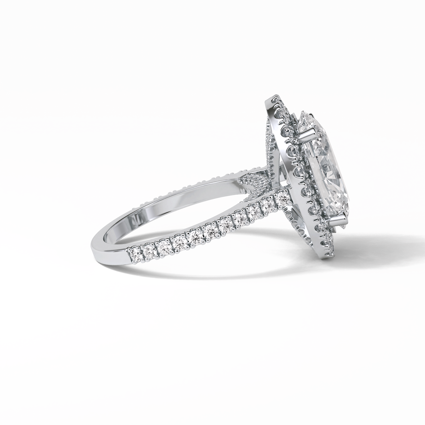 Oval Halo & Pave Lab Grown Diamond Engagement Ring