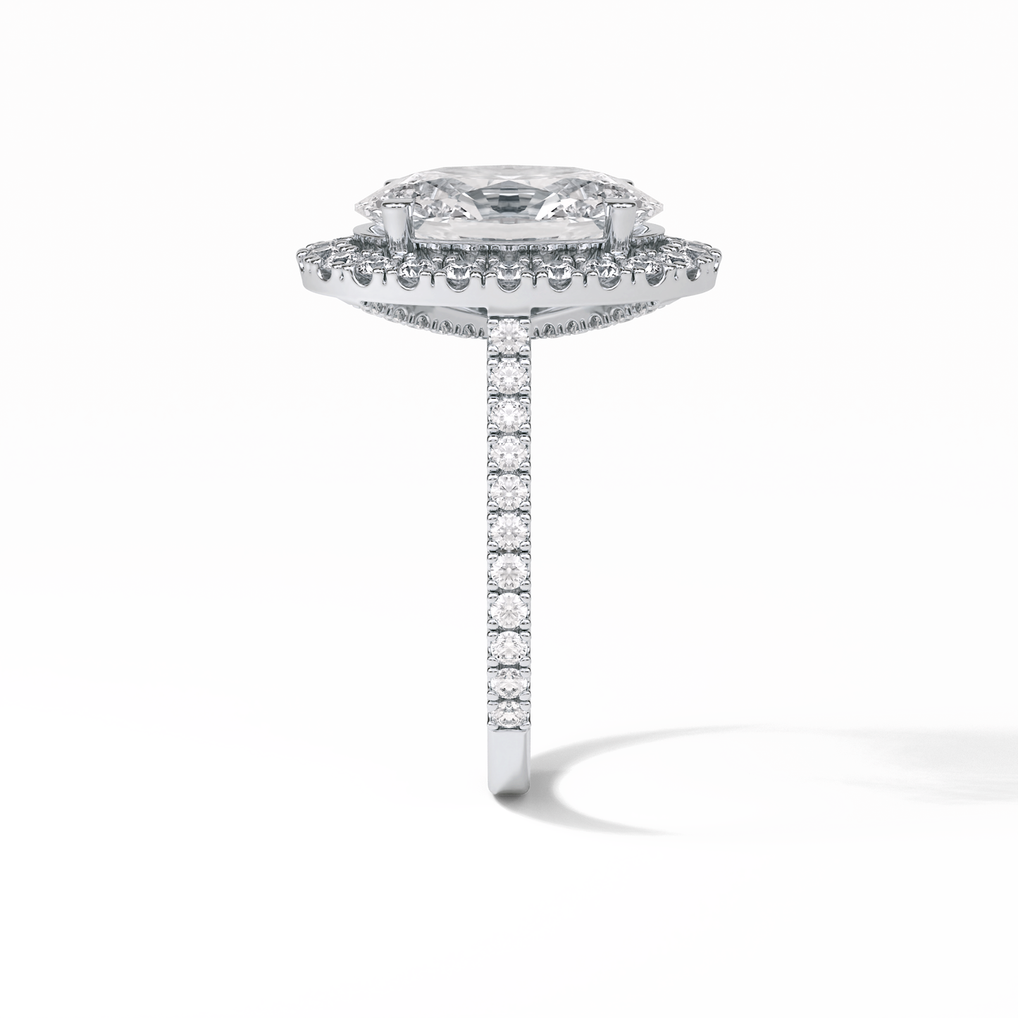 Oval Halo & Pave Lab Grown Diamond Engagement Ring