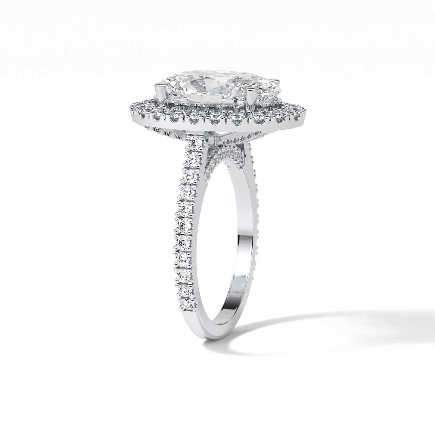 Oval Halo & Pave Lab Grown Diamond Engagement Ring