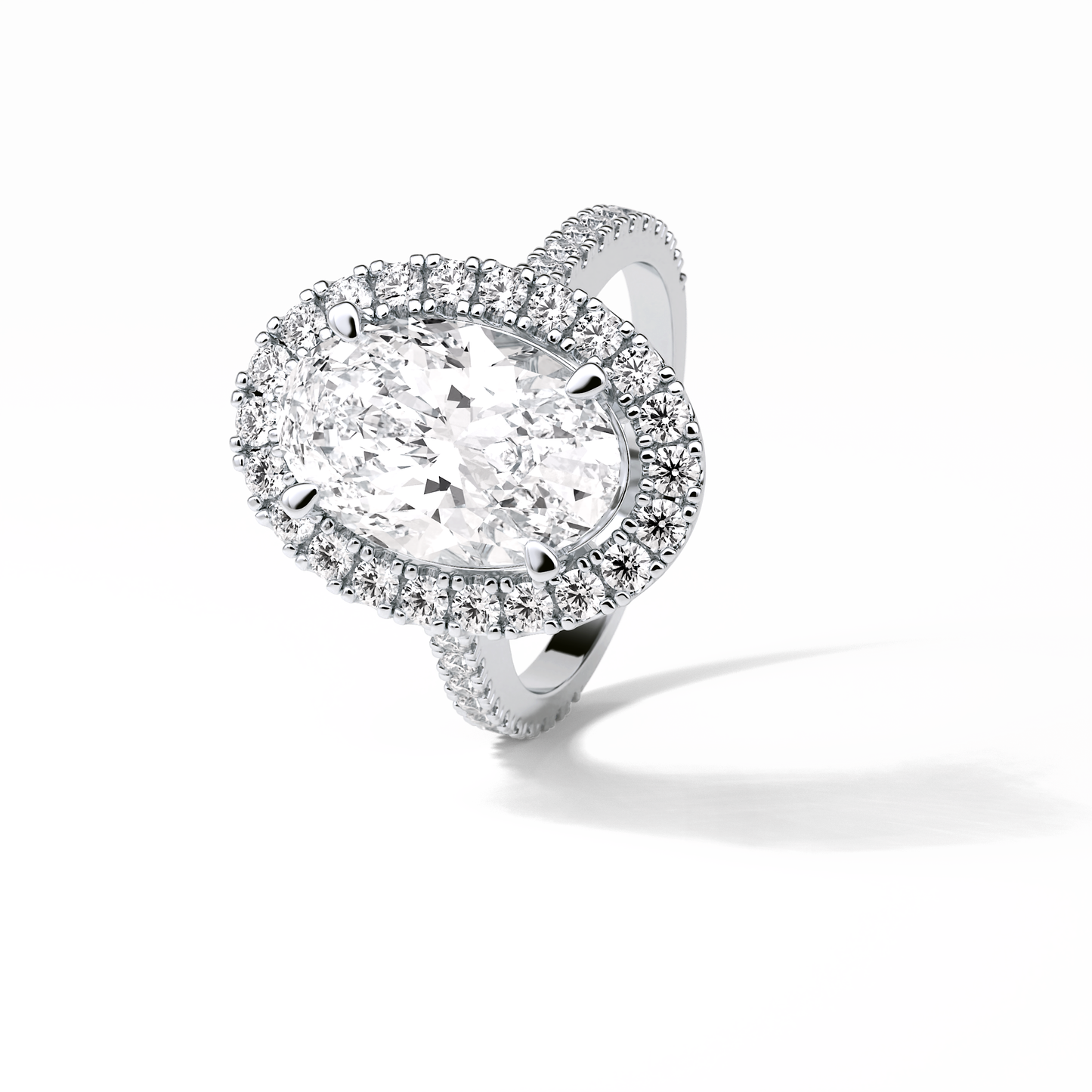 Oval Halo & Pave Lab Grown Diamond Engagement Ring
