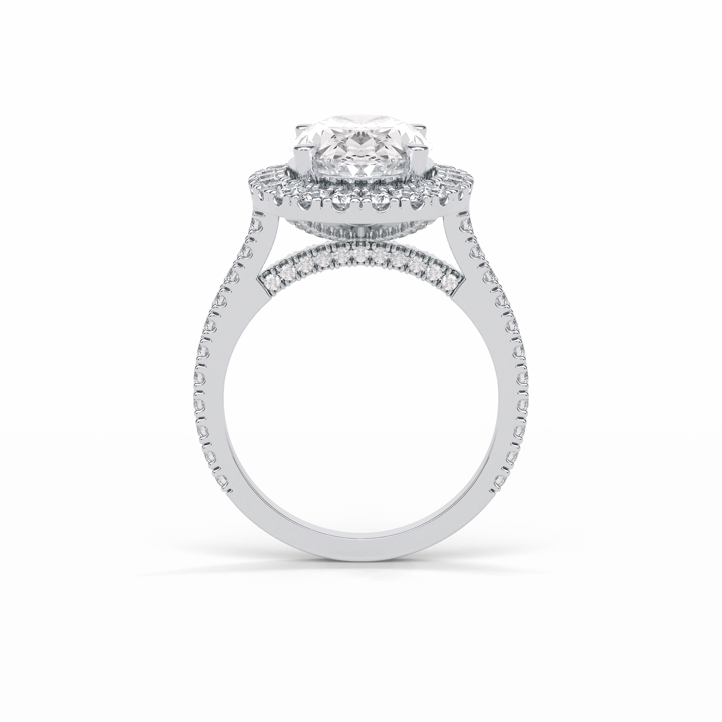 Oval Halo & Pave Lab Grown Diamond Engagement Ring