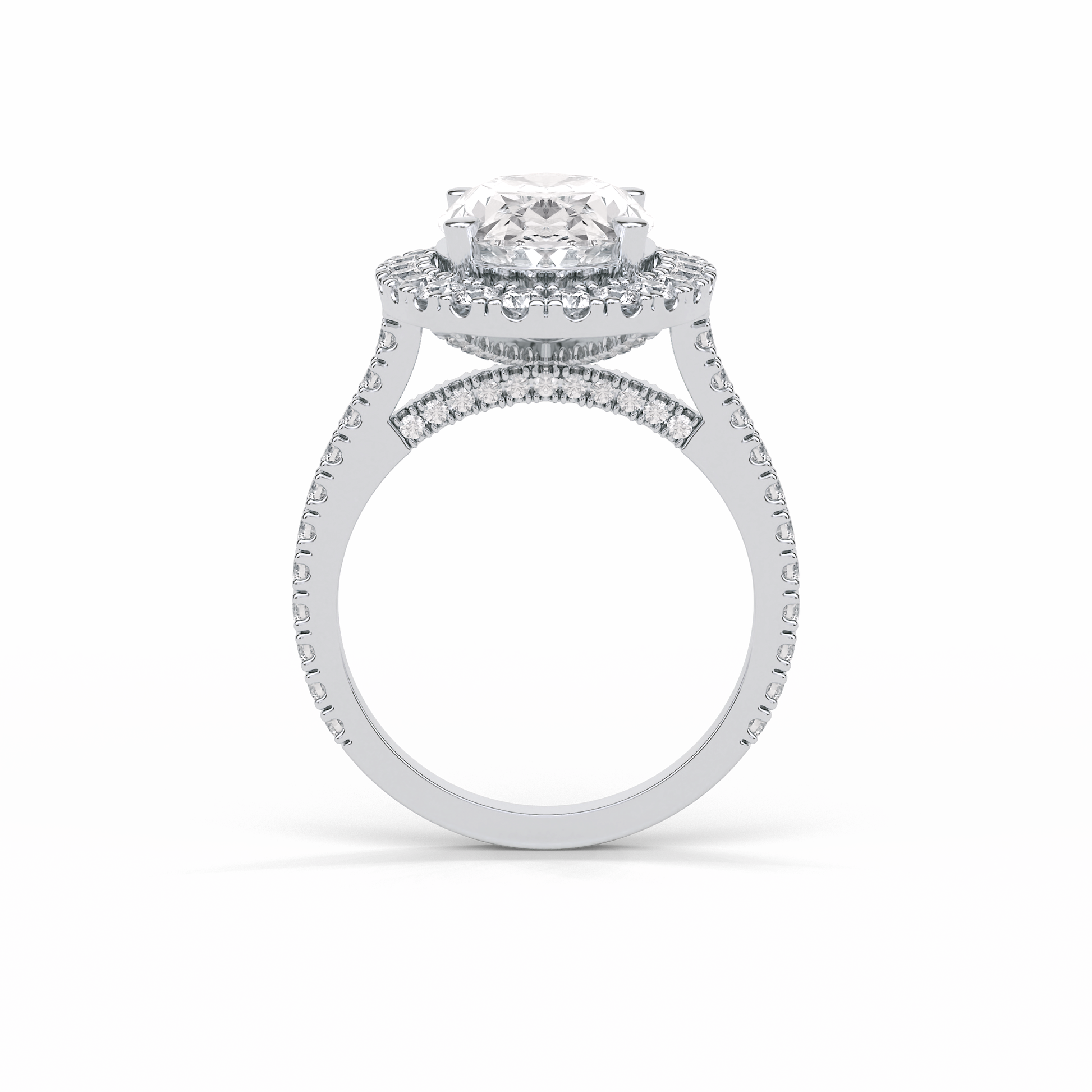 Oval Halo & Pave Lab Grown Diamond Engagement Ring