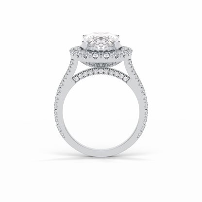 Oval Halo & Pave Lab Grown Diamond Engagement Ring