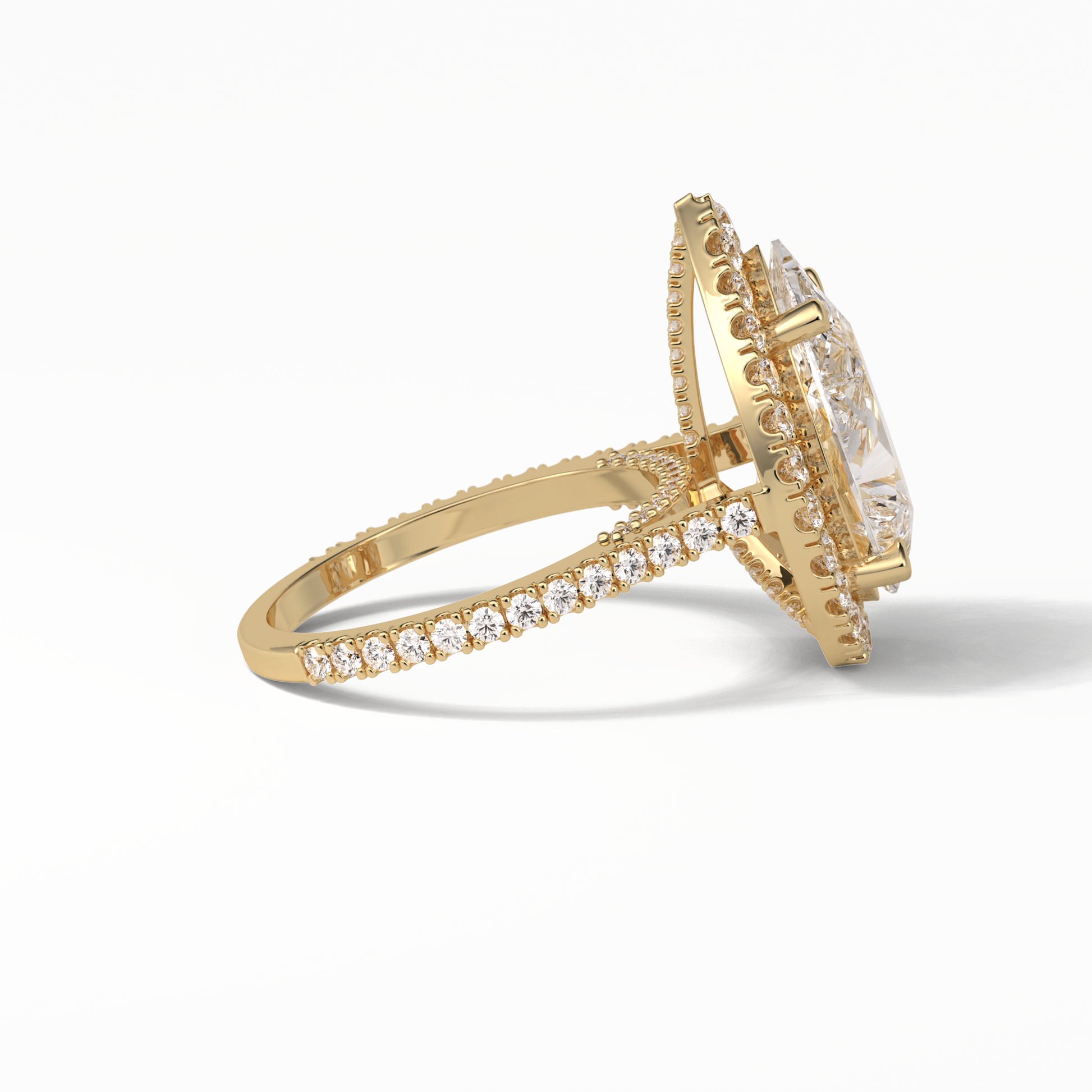 Pear Halo & Pave Lab Grown Diamond Engagement Ring