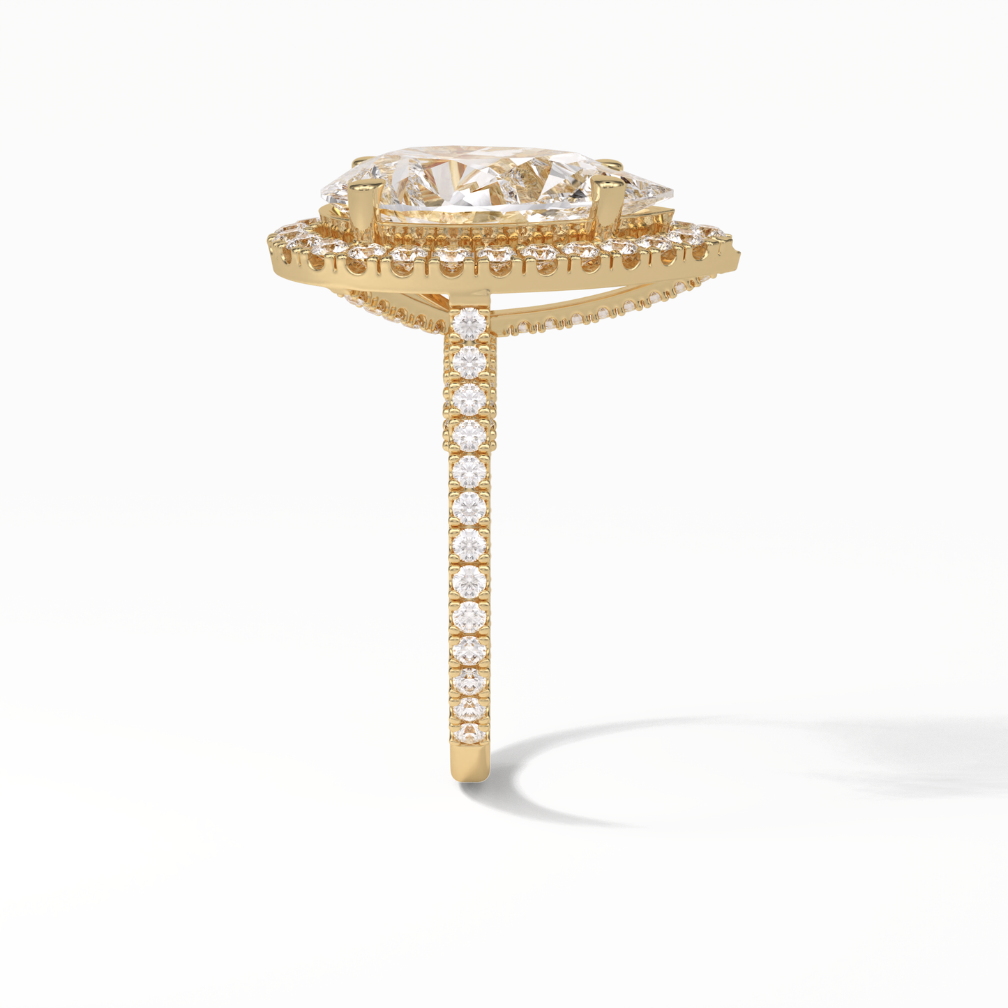 Pear Halo & Pave Lab Grown Diamond Engagement Ring