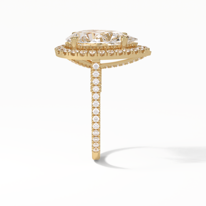 Pear Halo & Pave Lab Grown Diamond Engagement Ring