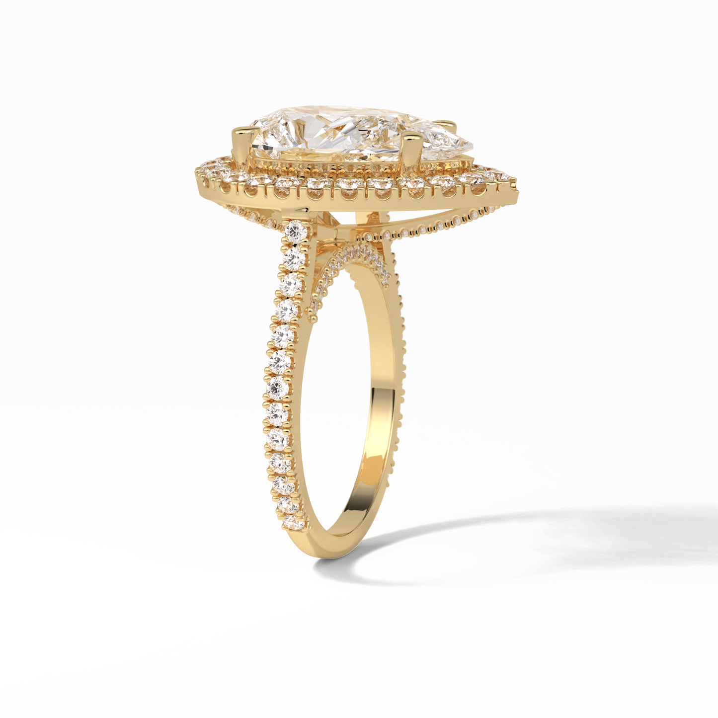 Pear Halo & Pave Lab Grown Diamond Engagement Ring