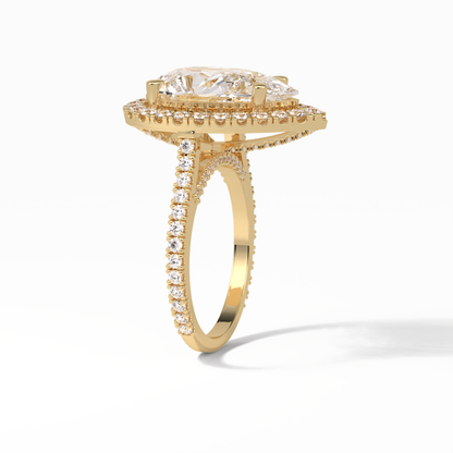 Pear Halo & Pave Lab Grown Diamond Engagement Ring