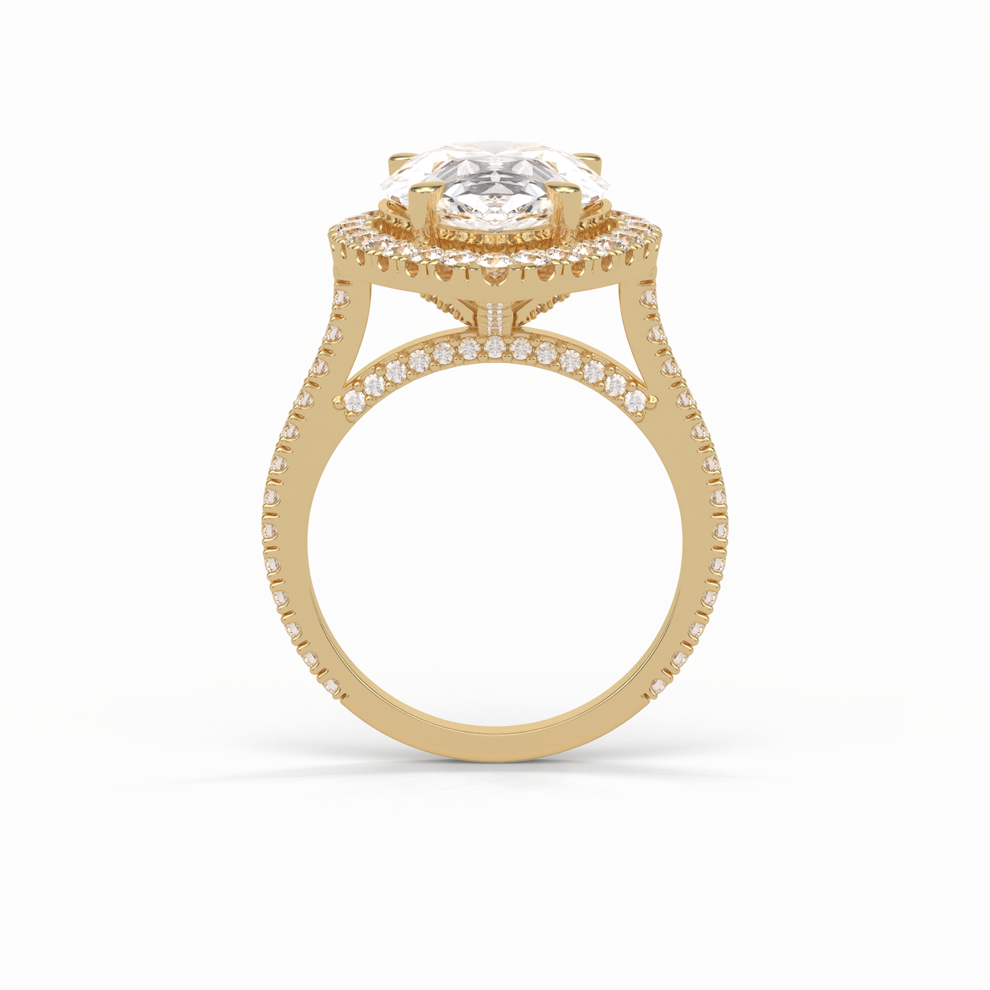 Pear Halo & Pave Lab Grown Diamond Engagement Ring
